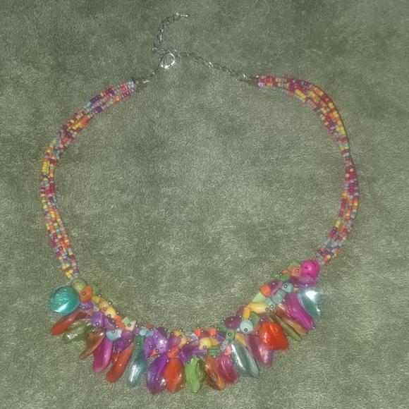 Bohemian style colourful beaded necklace - Picture 1 of 5